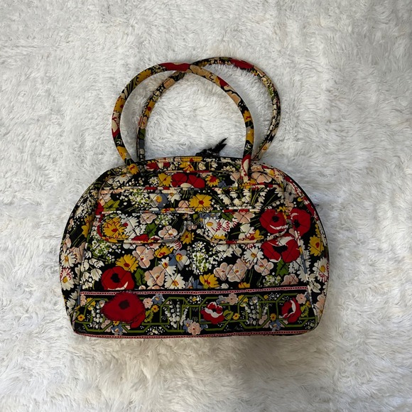 Vera Bradley retired poppy fields bowler bag Floral Quilted Dome Satchel Handbag - Picture 1 of 11